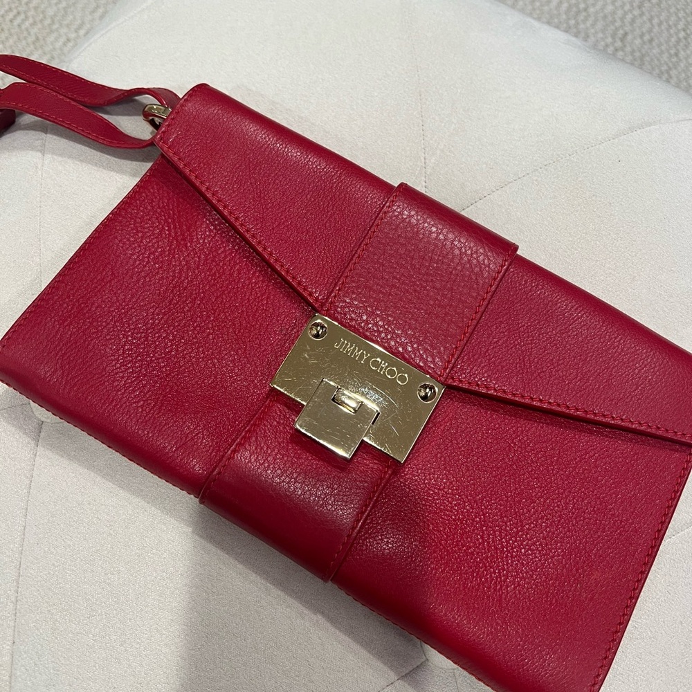 Jimmy Choo Red Leather Clutch